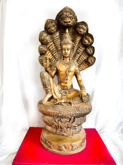 พระบูชา จตุคามรามเทพ ปางนาคปรก รุ่นอัครมหาเศรษฐี หน้าตัก 9นิ้ว สูง 22 นิ้ว เนื้อโลหะทองเหลือง