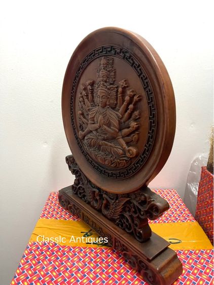 ลับแล แผ่นไม้ เจ้าแม่กวนอิมพันมือ ไม้แกะสลักสะสม รูปที่ 5