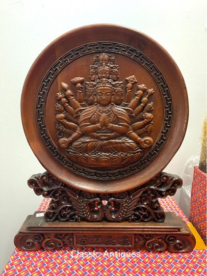 ลับแล แผ่นไม้ เจ้าแม่กวนอิมพันมือ ไม้แกะสลักสะสม