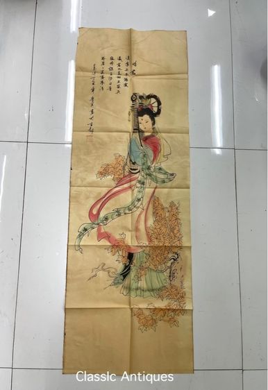 ภาพวาด สาวงามดีดผีผา สะสมS2