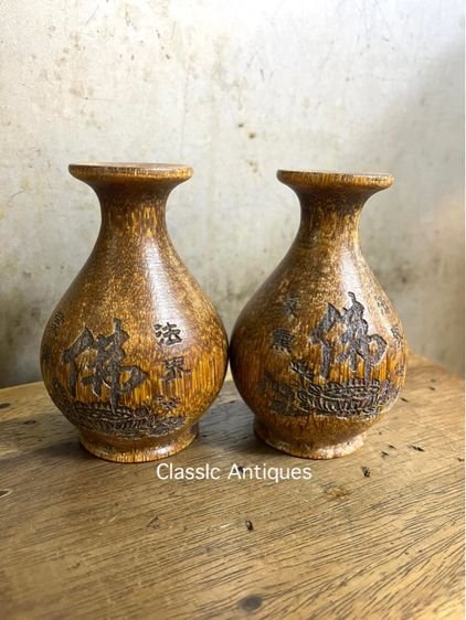 แจกัน แกะสลัก อักษรจีน สะสม รูปที่ 2