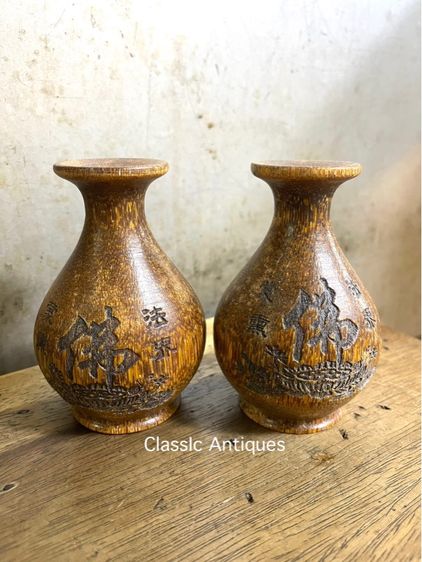 แจกัน แกะสลัก อักษรจีน สะสม