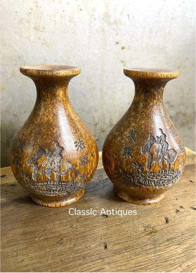 แจกัน แกะสลัก อักษรจีน สะสม รูปที่ 4