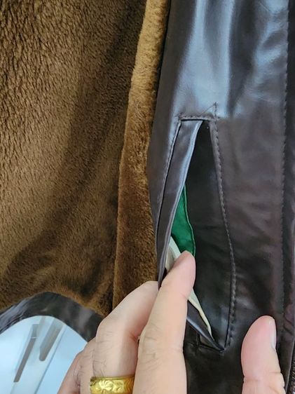 เสื้อหนังแท้ Lee Bros and Company​ สีน้ำตาล ซับในขนนุ่มอย่างดี รูปที่ 6