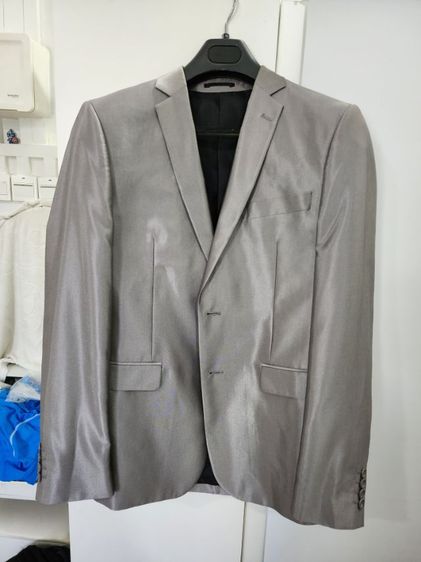 เสื้อสูท XACT สีเทา เงิน ผ้ามันเงา หรูหราไฮโซ