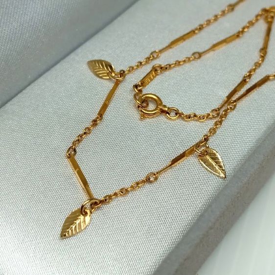 🔖สร้อยคอสีทองเค แต่งใบไม้ตุ้งติ้ง ของจริงสวยมาก งานจากญี่ปุ่น รูปที่ 9