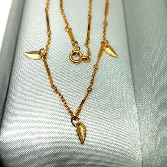 🔖สร้อยคอสีทองเค แต่งใบไม้ตุ้งติ้ง ของจริงสวยมาก งานจากญี่ปุ่น รูปที่ 8