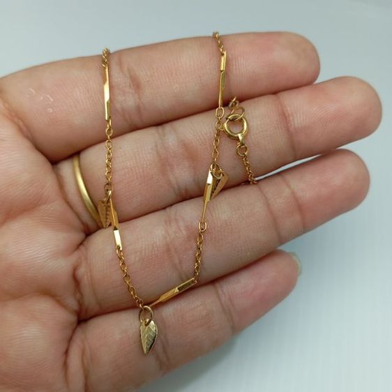 🔖สร้อยคอสีทองเค แต่งใบไม้ตุ้งติ้ง ของจริงสวยมาก งานจากญี่ปุ่น รูปที่ 2