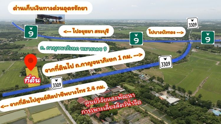 ขายที่ดิน 3-3-25 ไร่ ติดถนนทางหลวง 3309 ก่อนถึงศูนย์ศิลปาชีพบางไทร  2.4 กม. ห่างจากทางหลวงหมายเลข 9 ถนนกาญจนาภิเษก (วงแหวนรอบนอก) 1 กม. รูปที่ 3