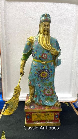 เทพเจ้ากวนอู  ทองเหลืองถมปัด องค์ใหญ่สะสม