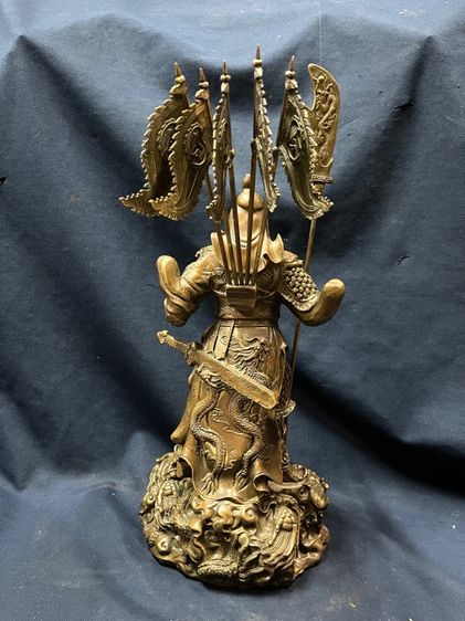 เทพเจ้ากวนอู ปางห้าธง ทองเหลือง องค์ใหญ่ สะสม  รูปที่ 7