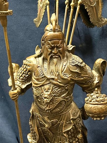 เทพเจ้ากวนอู ปางห้าธง ทองเหลือง องค์ใหญ่ สะสม  รูปที่ 16