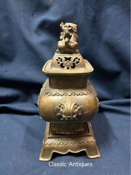 กระถาง กำยาน หัวสิงห์ ทองเหลืองสะสม รูปที่ 6