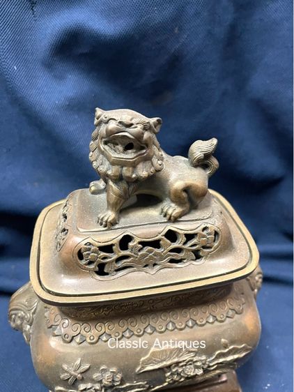 กระถาง กำยาน หัวสิงห์ ทองเหลืองสะสม รูปที่ 2