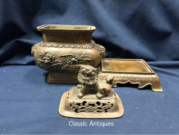 กระถาง กำยาน หัวสิงห์ ทองเหลืองสะสม รูปที่ 13