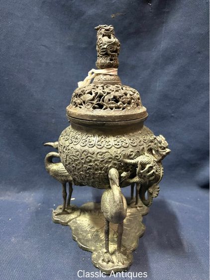 กระถางกำยาน หัวมังกร ฐานนก ทองเหลืองสะสม รูปที่ 3