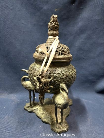 กระถางกำยาน หัวมังกร ฐานนก ทองเหลืองสะสม รูปที่ 10