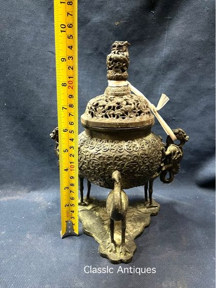 กระถางกำยาน หัวมังกร ฐานนก ทองเหลืองสะสม รูปที่ 13