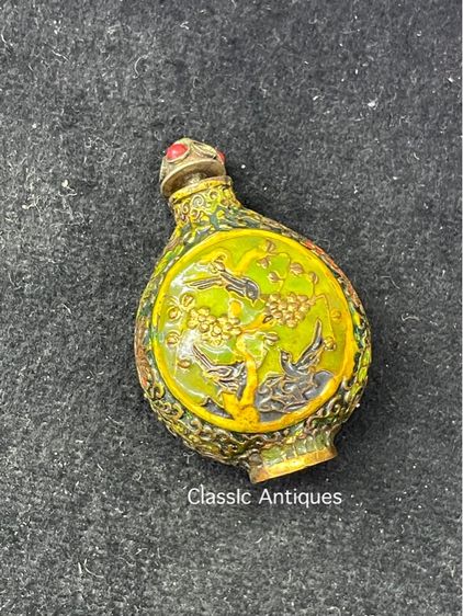 ขวดยานัตถ์  ทองเหลืองลงยา สะสม