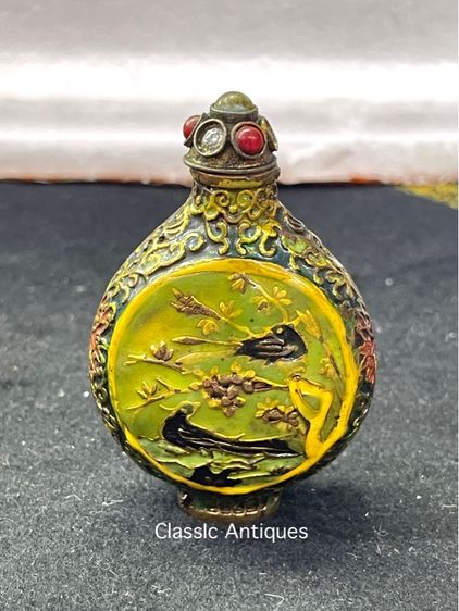 ขวดยานัตถ์  ทองเหลืองลงยา สะสม รูปที่ 6