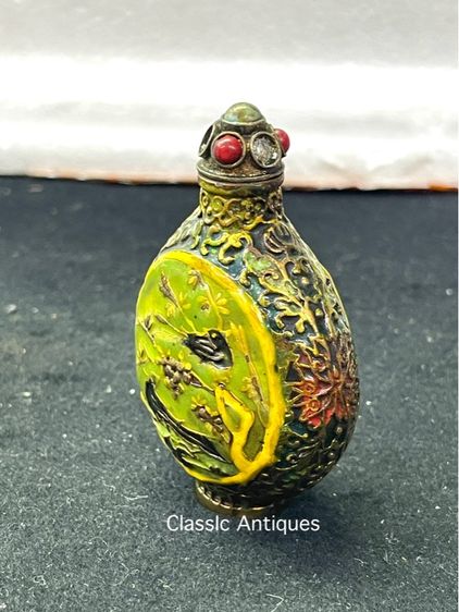 ขวดยานัตถ์  ทองเหลืองลงยา สะสม รูปที่ 7