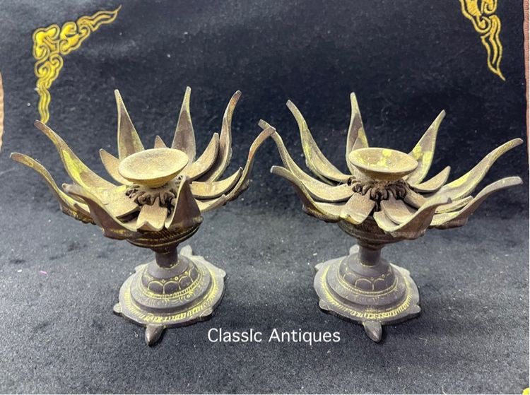 เชิงเทียน บัวจงกล ทองเหลืองสะสม รูปที่ 4