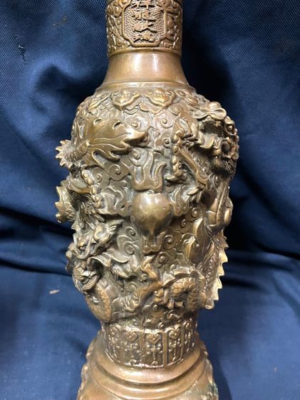 แจกัน มังกร ทองเหลืองใบใหญ่ สะสมA2 รูปที่ 7