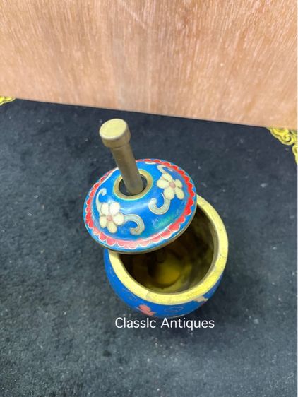 ครก บดยาจีน ทองเหลืองถมปัด สะสมA2 รูปที่ 4