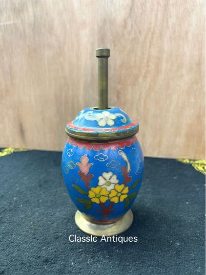 ครก บดยาจีน ทองเหลืองถมปัด สะสมA2 รูปที่ 5