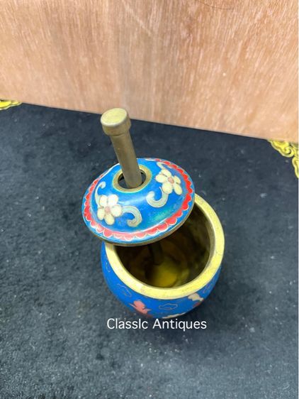 ครก บดยาจีน ทองเหลืองถมปัด สะสมA2 รูปที่ 2