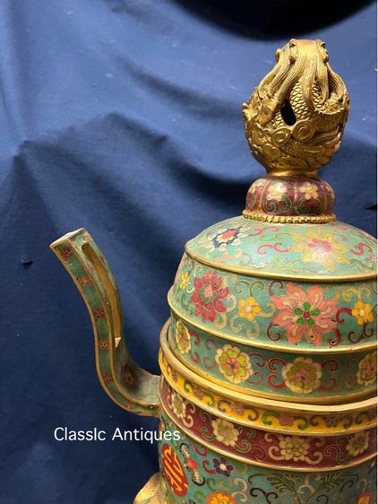 กระถางกำยาน มังกร ทองเหลือง ถมปัด ใบใหญ่สะสมB2 รูปที่ 7