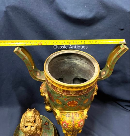 กระถางกำยาน มังกร ทองเหลือง ถมปัด ใบใหญ่สะสมB2 รูปที่ 18