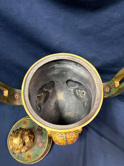 กระถางกำยาน มังกร ทองเหลือง ถมปัด ใบใหญ่สะสมB2 รูปที่ 10