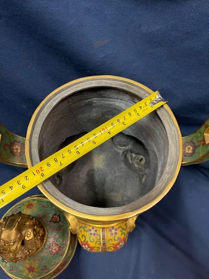 กระถางกำยาน มังกร ทองเหลือง ถมปัด ใบใหญ่สะสมB2 รูปที่ 17