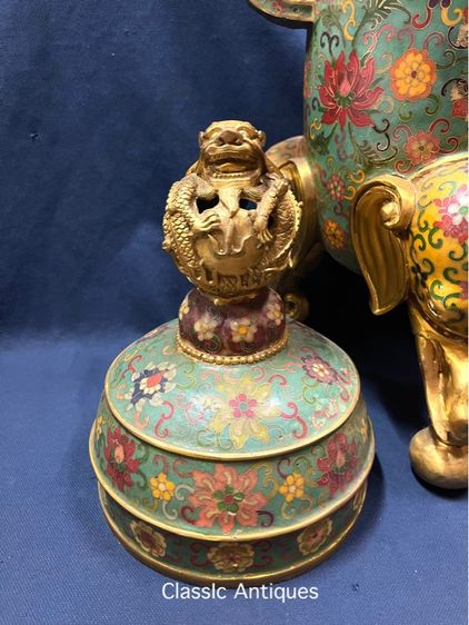 กระถางกำยาน มังกร ทองเหลือง ถมปัด ใบใหญ่สะสมB2 รูปที่ 15