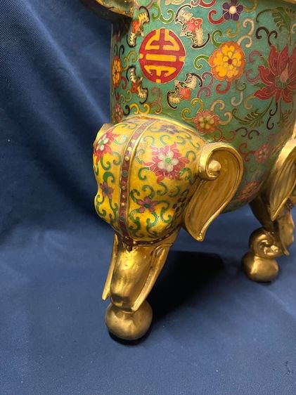 กระถางกำยาน มังกร ทองเหลือง ถมปัด ใบใหญ่สะสมB2 รูปที่ 6