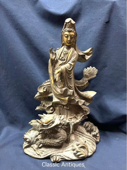 เจ้าแม่กวนอิม ขี่มังกร ทองเหลือง องค์ใหญ่สะสม