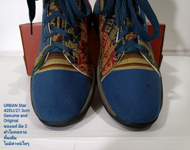URBAN Star Sneakers 42EU(27.3cm) Original ของแท้ มือ 2 สภาพใกล้เคียงของใหม่, รองเท้าผ้าใบหุ้มข้อ แบรนด์ URBAN ผ้าทอลายพิเศษ พื้นเต็ม สวยมาก รูปที่ 7