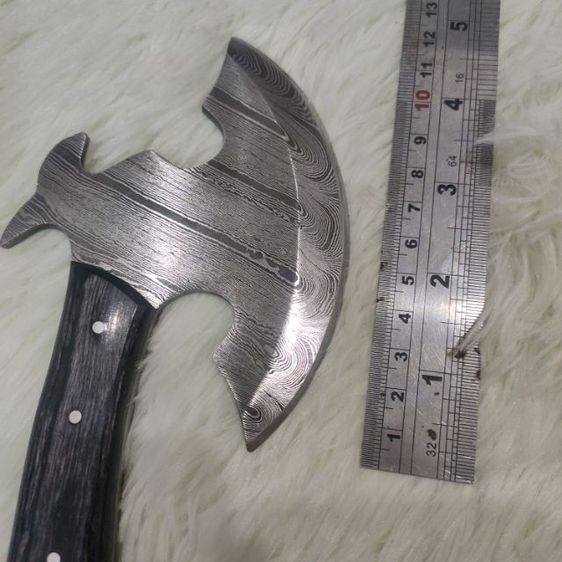 ขวาน viking งานสั่งทำ Axe Knife twist Damascus ด้ามไม้ olive wood ของใหม่ไม่ผ่านการใช้งาน รูปที่ 9