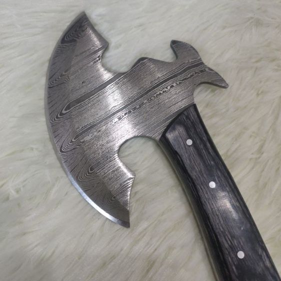 ขวาน viking งานสั่งทำ Axe Knife twist Damascus ด้ามไม้ olive wood ของใหม่ไม่ผ่านการใช้งาน รูปที่ 2