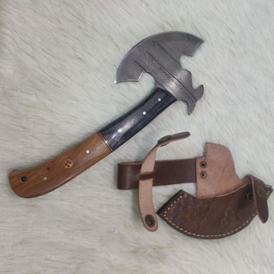 ขวาน viking งานสั่งทำ Axe Knife twist Damascus ด้ามไม้ olive wood ของใหม่ไม่ผ่านการใช้งาน รูปที่ 11