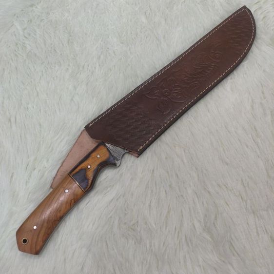 มีด ตีมือ Machete Bowie knife Damascus olive wood ของใหม่ไม่ผ่านการใช้งาน รูปที่ 14