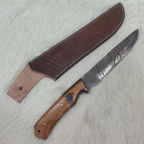 มีด ตีมือ Machete Bowie knife Damascus olive wood ของใหม่ไม่ผ่านการใช้งาน รูปที่ 9