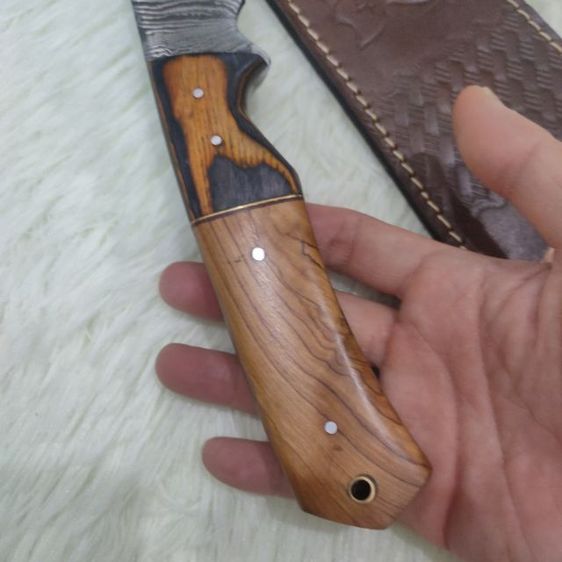 มีด ตีมือ Machete Bowie knife Damascus olive wood ของใหม่ไม่ผ่านการใช้งาน รูปที่ 5