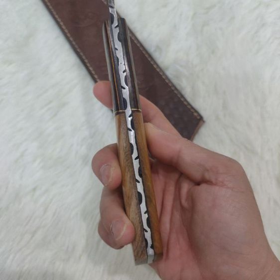 มีด ตีมือ Machete Bowie knife Damascus olive wood ของใหม่ไม่ผ่านการใช้งาน รูปที่ 4
