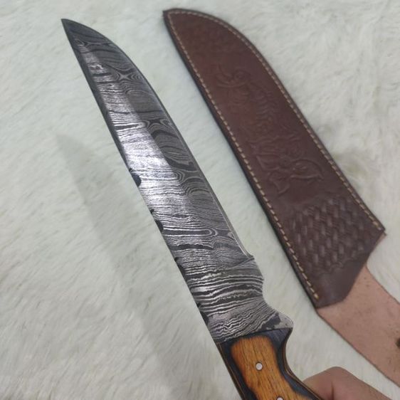 มีด ตีมือ Machete Bowie knife Damascus olive wood ของใหม่ไม่ผ่านการใช้งาน รูปที่ 6