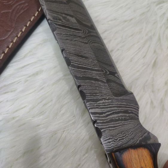 มีด ตีมือ Machete Bowie knife Damascus olive wood ของใหม่ไม่ผ่านการใช้งาน รูปที่ 8