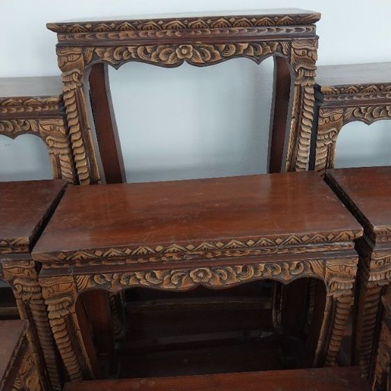 โต๊ะหมู่บูชาพระไม้สักแกะสลักลาย  หมู่9ขนาดใหญ่ รูปที่ 10