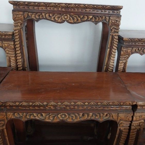 โต๊ะหมู่บูชาพระไม้สักแกะสลักลาย  หมู่9ขนาดใหญ่ รูปที่ 18