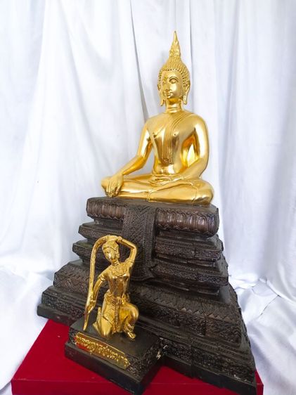 พระพุทธชนะมาร วัดธรรมบันดาล รุ่นแรก ปี2535 หน้าตัก9นิ้ว เนื้อโลหะ ปิดทองบางส่วน สวยมาก รูปที่ 3